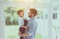 Father and his daughter child girl playing,Laughing and funny together at home,Happy loving family Royalty Free Stock Photo