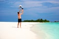 Father and his little son having fun on the beach Royalty Free Stock Photo