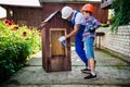 A father with his son with a burner gives the boards a beautiful aesthetic appearance. Royalty Free Stock Photo