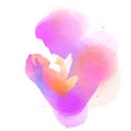 Father holding baby silhouette plus abstract watercolor painted. Happy father`s day. Digital art painting