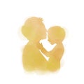 Father holding baby silhouette plus abstract watercolor painted. Happy father`s day. Digital art painting. Vector illustration Royalty Free Stock Photo