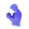 Father holding baby silhouette plus abstract watercolor painted. Happy father`s day. Digital art painting. Vector illustration Royalty Free Stock Photo