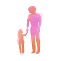 Father holding daughter silhouette plus abstract watercolor painted. Happy father`s day. Digital art painting. Vector illustratio