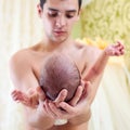 Father holding his newborn baby boy Royalty Free Stock Photo