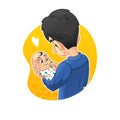 Father Holding His Newborn Baby Boy in Hands Royalty Free Stock Photo