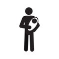 Father holding newborn child silhouette icon Royalty Free Stock Photo