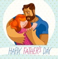 Father hugging his small daughter girl with love and care, fatherhood and parenting family lifestyle theme vector beautiful