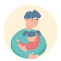 Father hugs daughter vector isolated. Cute characters
