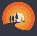 A father and husband is separated from his wife and children as he follows lifeÃ¢â¬â¢s path Royalty Free Stock Photo