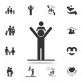 father keeps the child on his shoulders icon. Detailed set of human body part icons. Premium quality graphic design. One of the co