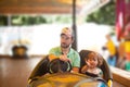 Father and kid having fun, theme park Royalty Free Stock Photo