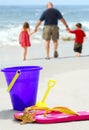 Father and Kids at Beach Royalty Free Stock Photo