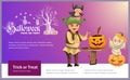 Father with kids carving Hallows pumpkin poster