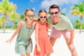 Father and kids enjoying beach summer vacation Royalty Free Stock Photo