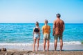 Father and kids enjoying beach summer vacation Royalty Free Stock Photo