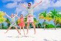 Father and kids enjoying beach summer vacation Royalty Free Stock Photo