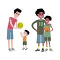 Father and kids together character vector.