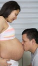 Father Kisses The Pregnant Tummy Of His Wife