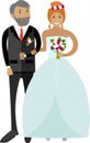 Father leading bride down to aisle vector icon isolated on white