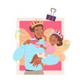 Father and Little Daughter with Crown on Head Drinking Toy Tea Playing and Having Fun Together Enjoying Recreation