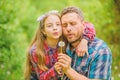 Father little girl enjoy summertime. Keep allergies from ruining your life. Seasonal allergies concept. Outgrow Royalty Free Stock Photo