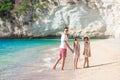 Father and kids enjoying beach summer vacation Royalty Free Stock Photo