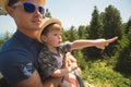 Father and little son on the lift chair Royalty Free Stock Photo