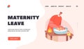 Father Maternity Leave Landing Page Template. Dad Washing Newborn Baby. Loving ad Character Care of Infant Lathering