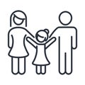 Father mother and daughter happiness family day, icon in outline style