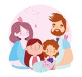 Father mother daughters and baby together feeling, family day Royalty Free Stock Photo