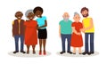 Father and Mother Standing with Adult Children as Families of Different Nationalities Vector Illustration Set Royalty Free Stock Photo