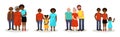 Father and Mother Standing with Children as Families of Different Nationalities Vector Illustration Set Royalty Free Stock Photo