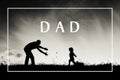 Father with open arms and his son outdoors. Fathers day concept.