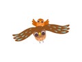 Father Owl and His Owlet Flying Together, Happy Family of Owls, Father, Cute Cartoon Birds Characters Vector