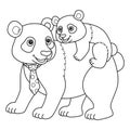 Father Panda and Baby Panda Isolated Coloring Page