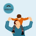 Father playing with a child vector illustration. Father giving son ride on back in park Royalty Free Stock Photo