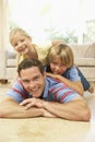 Father Playing With Children At Home Royalty Free Stock Photo