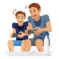 Father playing video games with son. Vector illustration decorative design Royalty Free Stock Photo