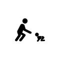 Father plays with the child. A man playing with a toddler icon. Simple black family icon. Can be used as web element, family desig Royalty Free Stock Photo