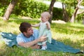 Father plays with the small daughter Royalty Free Stock Photo