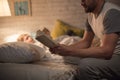 Father Reading Bedtime Story to Son Royalty Free Stock Photo