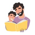 Father reading a book to his son. Happy loving family and Fathers Day. Royalty Free Stock Photo