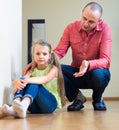 Father rebuking daughter for offence Royalty Free Stock Photo