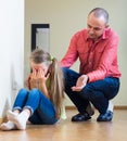 Father rebuking daughter for offence Royalty Free Stock Photo