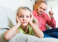 Father rebuking daughter for offence Royalty Free Stock Photo