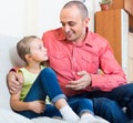 Father rebuking daughter for offence Royalty Free Stock Photo