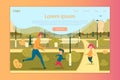 Father Rest with Kid in Park Landing Page Design