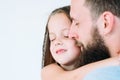 Father care loving parent kid bond family embrace Royalty Free Stock Photo