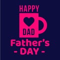 Father s day amazing vector illustrations. Happy father s day typography .Lighten pink typography on deep blue background.