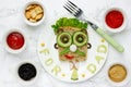 Father`s Day breakfast idea - funny man face sandwich Royalty Free Stock Photo